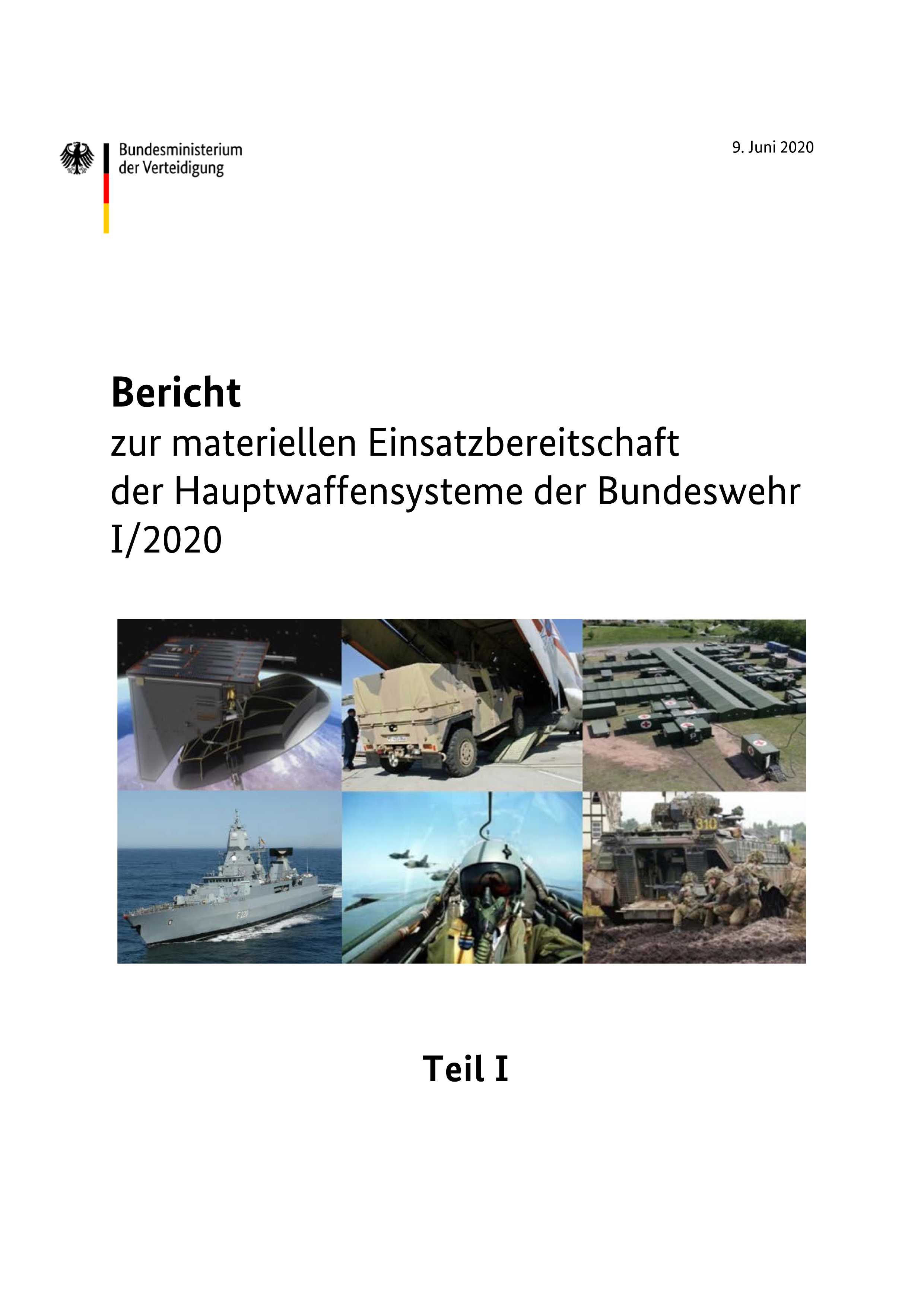 Cover des Berichts zur materiellen Einsatzbereitschaft der Bundeswehr I/2020 - Teil 1