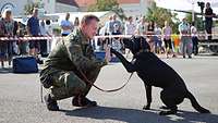Soldat mit Diensthund
