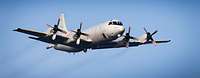 Ein Aufklärungsflugzeug vom Typ P-3C Orion fliegt