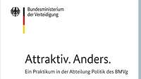 Cover von dem Flyer Praktikum in der Abteilung Politik im BMVg