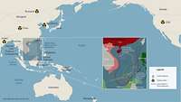 Übersichtskarte der Konfliktpotenziale im Indo-Pazifik