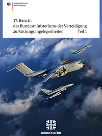 Das Deckblatt des 17. Rüstungsberichtes. Abgebildet sind Flugzeuge der Bundeswehr.