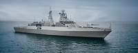 Das Rendering einer Fregatte MEKO A-200 auf See