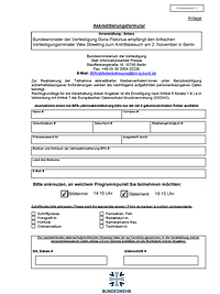 erste Seite eines Formulars